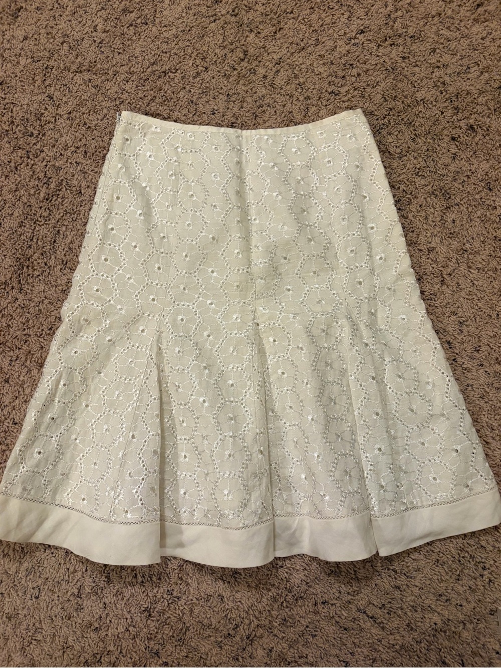 Vintage Eyelet A-Line Midi Skirt in Ivory